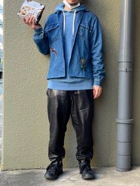 「sisii（シシ）のアイテム（パンツ）」を使った、のりさんさん（メンズ・165cm）の秋コーディネート