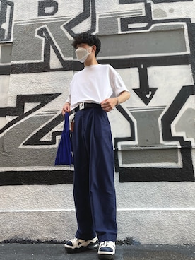 「A.P.C.（アーペーセー）のアイテム（キーホルダー）」を使った、ゆさん（メンズ・169cm）の夏コーディネート