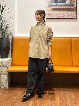 「HARUTA（ハルタ）の『別注』HARUTA×DOORS　キルトローファー（ローファー）」を使った、KUMIさん（レディース・158cm）の秋コーディネート