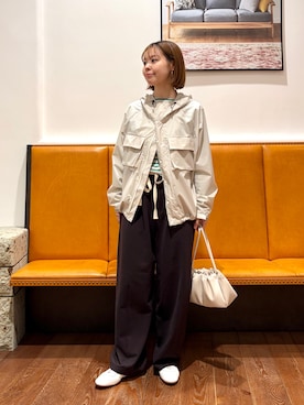 「Snow Peak（スノーピーク）のアイテム」を使った、KUMIさん（レディース・158cm）の春コーディネート