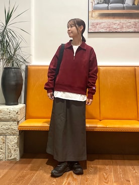 「FORK&SPOON（フォークアンドスプーン）のFORK&SPOON　ラナテックイージースカート（スカート）」を使った、KUMIさん（レディース・158cm）の秋コーディネート