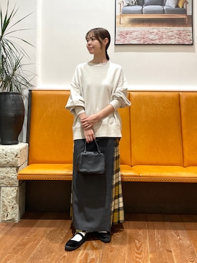 「かぐれ（カグレ）の『ユニセックス』コットンクルーネックスウェットプルオーバー（スウェット）」を使った、KUMIさん（レディース・158cm）の秋コーディネート