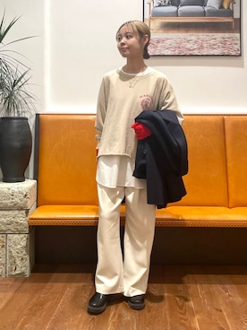 「URBAN RESEARCH DOORS（アーバンリサーチドアーズ）のウールリバーテーラードコート（その他アウター）」を使った、KUMIさん（レディース・158cm）の秋コーディネート