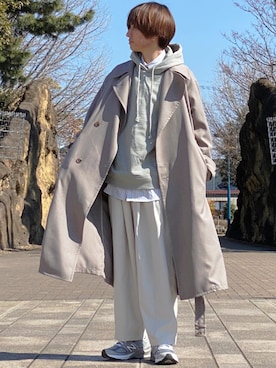 「春カラー」｜「アイテム（トレンチコート）」を使った、ゆーすけさん（メンズ・166cm）の春コーディネート