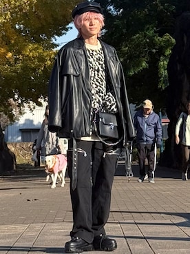 「アイテム（ライダースジャケット）」を使った、ゆーすけさん（骨格ストレート・メンズ・166cm）の冬コーディネート