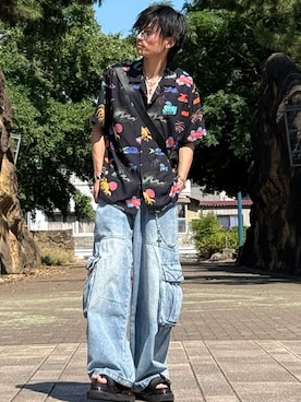 「柄シャツ」｜ゆーすけさん（メンズ・166cm）の夏コーディネート