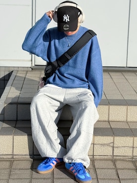 「アイテム（スウェットパンツ、グレー系）」を使った、ゆーすけさん（メンズ・166cm）の秋コーディネート