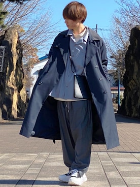 「CASPER JOHN（キャスパージョン）のアイテム（チェスターコート）」を使った、ゆーすけさん（メンズ・166cm）の冬コーディネート
