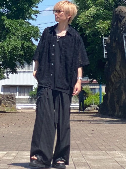 セール】two tuck belt 'hakama' wide slacks / ツータックベルト