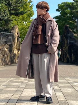 「shiki tokyo（シキトウキョウ）のアイテム（トレンチコート）」を使った、ゆーすけさん（メンズ・166cm）の冬コーディネート