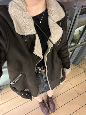 「URBAN RESEARCH（アーバンリサーチ）のアイテム（ムートンコート）」を使った、歩さん（レディース・158cm）の冬コーディネート