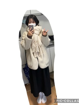 「SENSE OF PLACE by URBAN RESEARCH（センスオブプレイスバイアーバンリサーチ）のアイテム（ノーカラージャケット）」を使った、海苔さん（レディース・160cm）の冬コーディネート