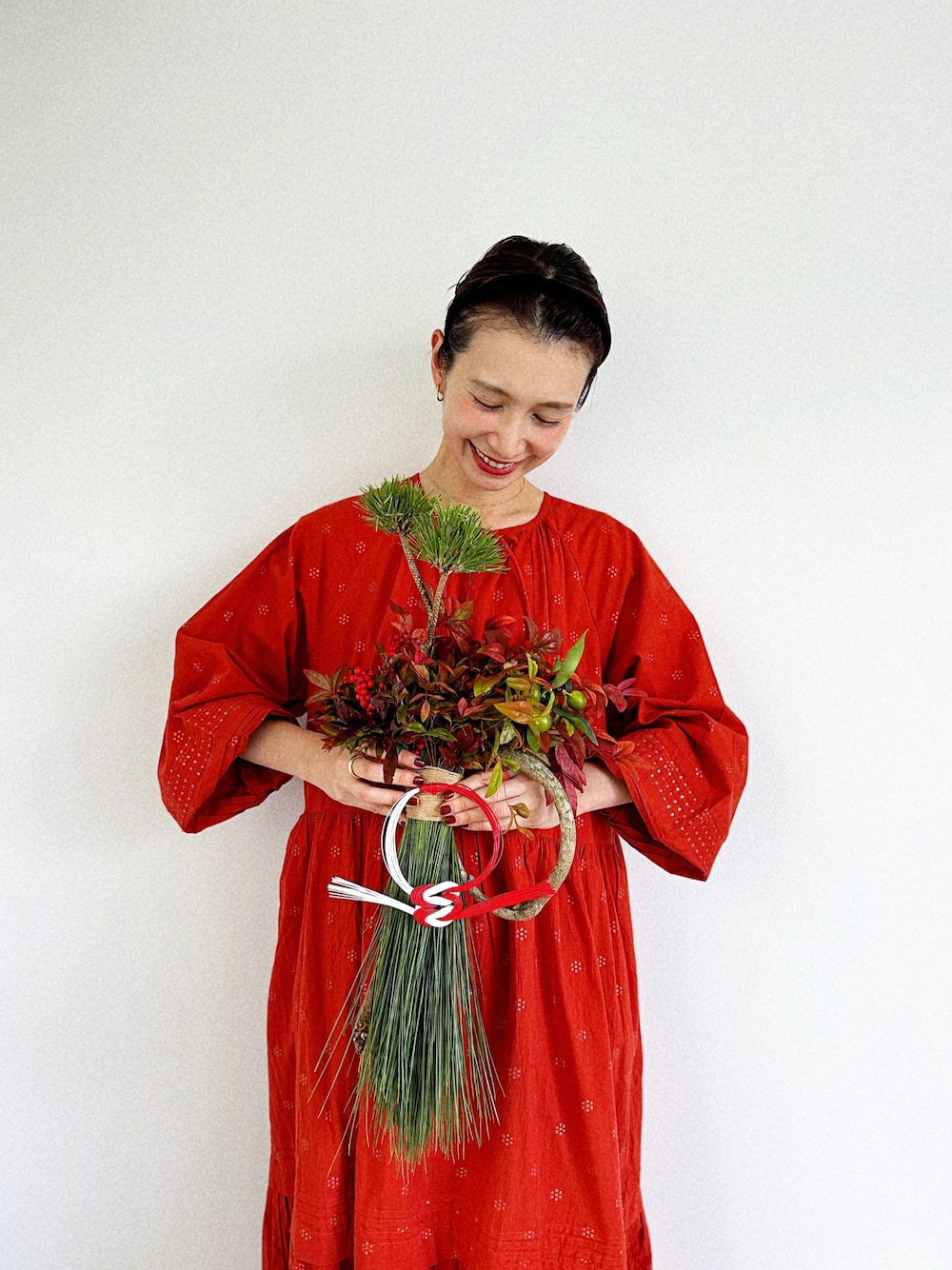 美品・試着のみ】Freada 箔押しゴールドプリントワンピース