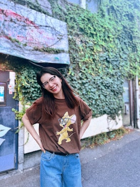 「アイテム（デニムパンツ）」を使った、Kazumiさん（レディース・165cm）の夏コーディネート