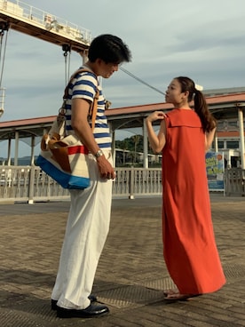 「マリンコーデ」｜「アイテム（ワンピース/ドレス）」を使った、akiさん（レディース・153cm）の夏コーディネート