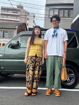 「アイテム（ビーチサンダル）」を使った、akiさん（レディース・153cm）の秋コーディネート