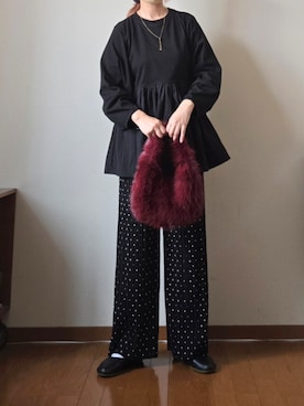 「アイテム（バレッタ/ヘアクリップ）」を使った、マルルン♪ さん（レディース・159cm）の秋コーディネート