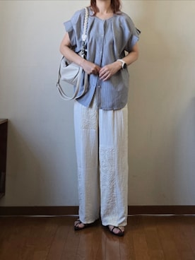 「ikka（イッカ）のアイテム（Tシャツ/カットソー）」を使った、マルルン♪ さん（レディース・159cm）の夏コーディネート