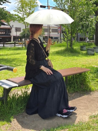 「tiptop（ティップトップ）のレースドロストパーカーカーディガン（Tシャツ/カットソー）」を使った、マルルン♪ さん（レディース・159cm）の夏コーディネート