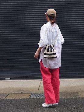 「アイテム（パンツ、レッド系）」を使った、マルルン♪ さん（レディース・159cm）の夏コーディネート