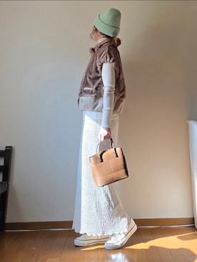 「アイテム（ニットキャップ/ビーニー）」を使った、マルルン♪ さん（レディース・159cm）の冬コーディネート