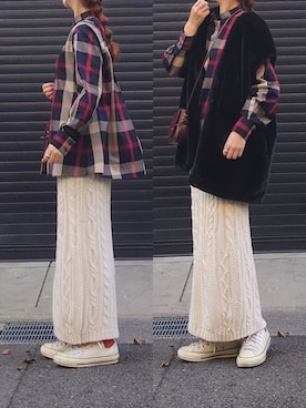 「rectangle（レクタングル）のアイテム（ベスト）」を使った、マルルン♪ さん（レディース・159cm）の秋コーディネート