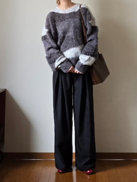 「アイテム（スラックス、ブラック系）」を使った、マルルン♪ さん（レディース・159cm）の冬コーディネート