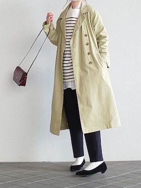 「フレンチカジュアル」｜「アイテム（トレンチコート）」を使った、マルルン♪ さん（レディース・159cm）の冬コーディネート