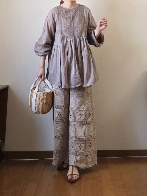 crochet lace semi wide pants /クロシェ レース セミワイド