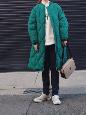 「CORNERS（コーナーズ）のアイテム（ダウンジャケット/コート）」を使った、マルルン♪ さん（レディース・159cm）の冬コーディネート