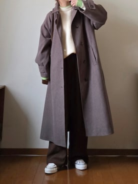 「アイテム（ステンカラーコート）」を使った、マルルン♪ さん（レディース・159cm）の冬コーディネート
