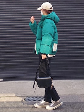 「CORNERS（コーナーズ）のアイテム（ダウンジャケット/コート）」を使った、マルルン♪ さん（レディース・159cm）の冬コーディネート