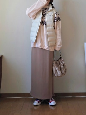 「アイテム（ダウンベスト）」を使った、マルルン♪ さん（レディース・159cm）の秋コーディネート