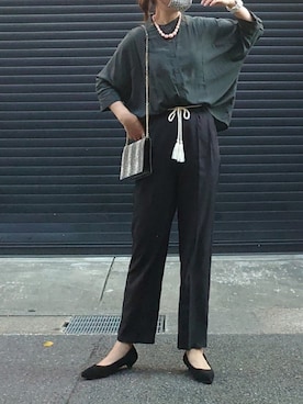 「Adoonplain」｜「アイテム（スラックス）」を使った、マルルン♪ さん（レディース・159cm）の夏コーディネート