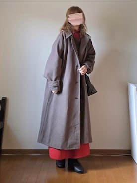 「tiptop（ティップトップ）のアイテム（ステンカラーコート）」を使った、マルルン♪ さん（レディース・159cm）の冬コーディネート