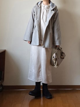 「アイテム（ボストンバッグ）」を使った、マルルン♪ さん（レディース・159cm）の冬コーディネート