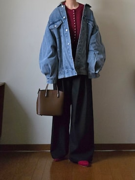 「アイテム（デニムジャケット）」を使った、マルルン♪ さん（レディース・159cm）の秋コーディネート