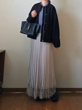 「アイテム（ノーカラージャケット）」を使った、マルルン♪ さん（レディース・159cm）の秋コーディネート