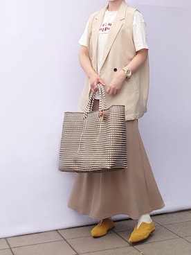 「ISOOK（アイスー）のアイテム（スカート）」を使った、マルルン♪ さん（レディース・159cm）の春コーディネート