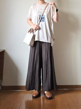 「ikka（イッカ）の【親子コーデ】ロゴフォトプリントチュニックＴ（Tシャツ/カットソー）」を使った、マルルン♪ さん（レディース・159cm）の夏コーディネート