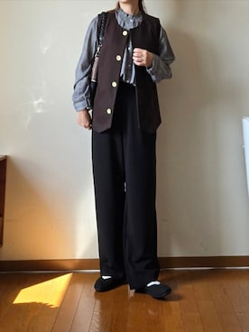 「ikka（イッカ）の襟フリル2WAYブラウス（シャツ/ブラウス、その他）」を使った、マルルン♪ さん（レディース・159cm）の秋コーディネート