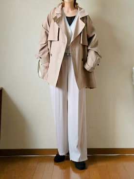 「tiptop（ティップトップ）の【ZOZO限定アイテム】ミドル丈トレンチコート（トレンチコート、ベージュ系）」を使った、マルルン♪ さんの春コーディネート
