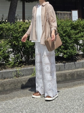「アイテム（トップス、ベージュ系）」を使った、マルルン♪ さん（レディース・159cm）の夏コーディネート