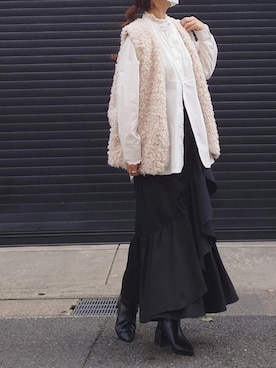 「Fizz（フィズ）の【maiko_wear × Fizz コラボ】　スタンドカラーデザインシャツ（シャツ/ブラウス）」を使った、マルルン♪ さん（レディース・159cm）の秋コーディネート