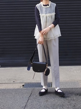 「アイテム（スラックス、シルバー系）」を使った、マルルン♪ さん（レディース・159cm）の夏コーディネート