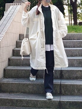「ニットベスト」｜「アイテム（モッズコート）」を使った、マルルン♪ さん（レディース・159cm）の秋コーディネート