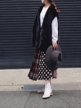 「rectangle（レクタングル）のアイテム（ベスト）」を使った、マルルン♪ さん（レディース・159cm）の秋コーディネート