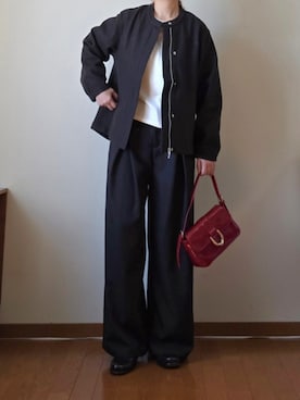「アイテム（ノーカラージャケット）」を使った、マルルン♪ さん（レディース・159cm）の秋コーディネート