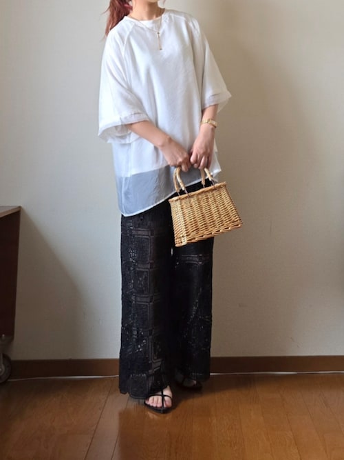 LAULEN パンツ tuck wide curved pants /ハイウエスト タック カーブ ワイド