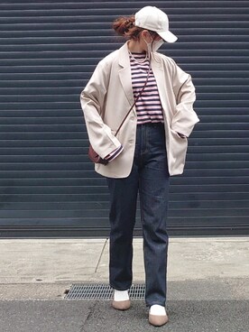 「tiptop（ティップトップ）のアイテム（テーラードジャケット）」を使った、マルルン♪ さん（レディース・159cm）の冬コーディネート